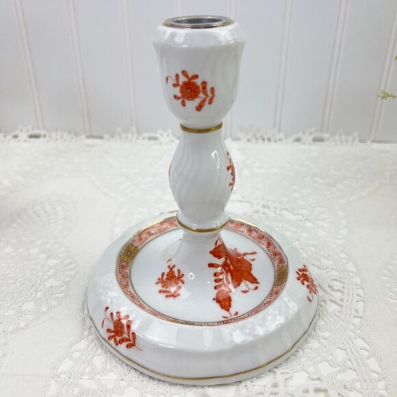Herend Hungary Chinese Bouquet Porcelain 3-Arm Candelabra Handpainted Rust - Picture 6 of 16